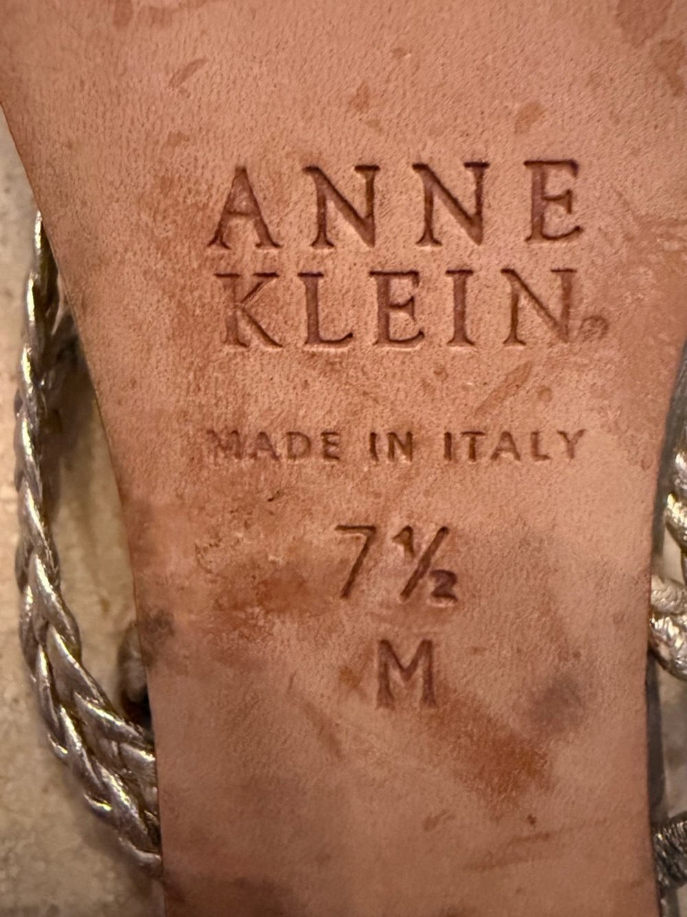 Anne Klein Metallic Gold Braided Lace-Up Sandals - Picture 6 of 6